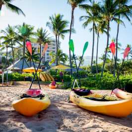 kayaks on beach